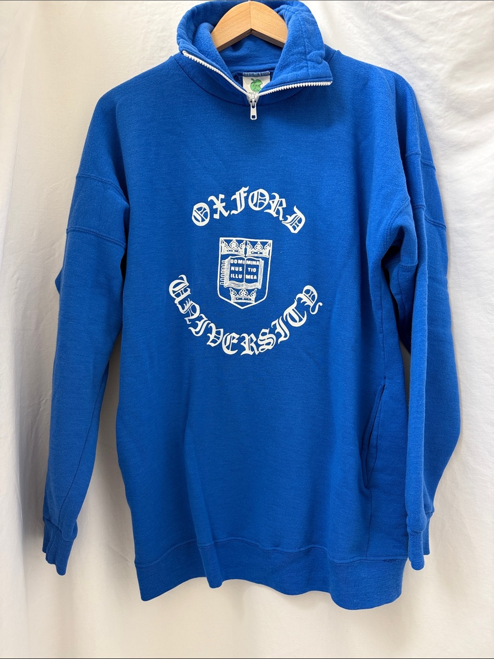 Vintage Oxford University Royal Blue Half-Zip Fleece Pullover